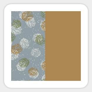 Gold Vertical Split Colorful Pinecone Pattern on Green Gray Sticker